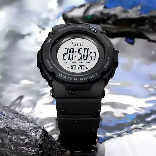 Спортивний наручний годинник Skmei 1957 (Чорний з білим циферблатом) - фото 5