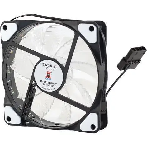 Вентилятор 120 mm Cooling Baby 12025HBML 120x120x25мм BB, 22дБ 12V 1200 об/хв LED прозорий 3-pin+4-pin(Molex) (12025HBML) - фото 1