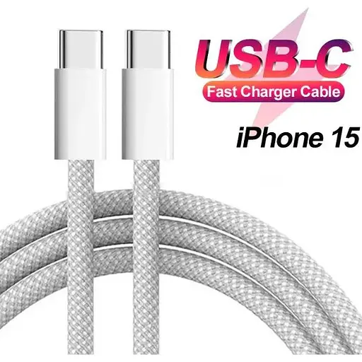 Кабель PD 60W USB-C на USB-C (1m) Woven для Apple (OEM) white - фото 6
