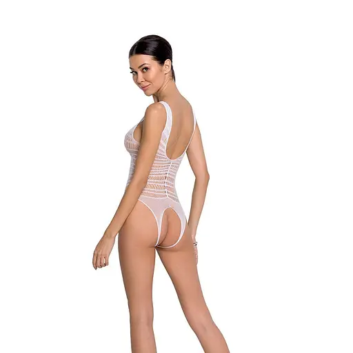 Бодистокинг с доступом Passion BS086 white вертикальная сетка вырез на спинке One size - фото 2