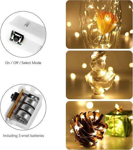 Talifoca світлодіодна гірлянда 2 м 20 світлодіодів, теплий білий 15 шт. - фото 3