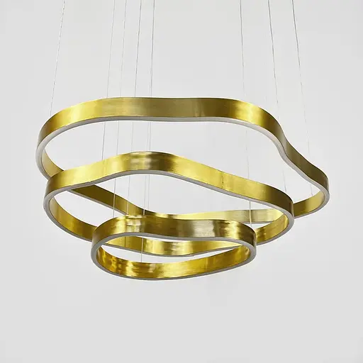 Необычная и эффектная золотая люстра на 3 яруса 80+64+43 см | Ст. PCL006-800*600*400 PGD Line F - фото 7