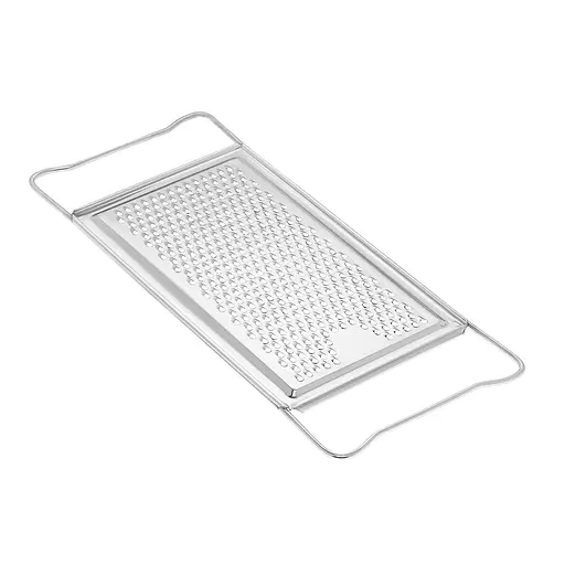 Терка плоская мелкая для овощей, корнеплодов (свеклы) и фруктов из оцинкованной стали, Kitchette Серый 84603 - фото 2