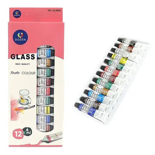 Набір фарб для розпису по склу "Dozen" Bambi DSCN0694, 12 кольорів - фото 1