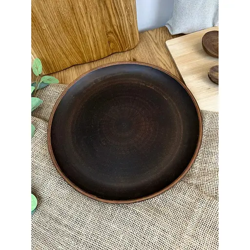 Блюдо для пиццы 30 см керамическое (глиняное) Гладкое - фото 2