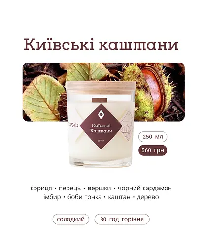 Киевские каштаны 250 мл 30 ч Стандартные Соевый воск - фото 3