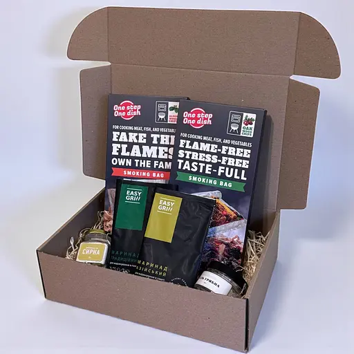 Подарочный кулинарный набор гурмана — пакеты для копчения, маринады в пакете и творожные и грибные соли (6 в 1) - фото 4