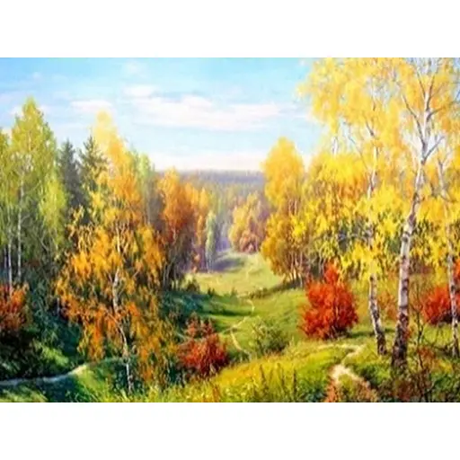 Алмазна мозаїка 40 * 30 см зі стразами на підрамнику Осінь - фото 1