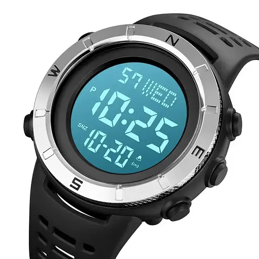 Чоловічий спортивний годинник Skmei 2015 (Чорний з білим циферблатом S) - фото 4