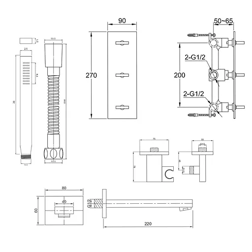 Смеситель для ванны Kohlman Nexen chrome + BOX скрытого монтажа KPL-QW217UQ20 Хром - фото 2