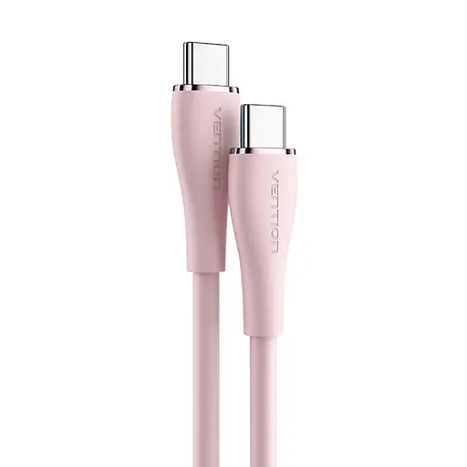 Кабель Vention USB 2.0 C Male to C Male 5A Cable 1M Pink Silicone Type (TAWPF) - фото 1