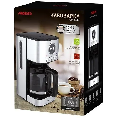 Кофеварка Ardesto FCM-D3200, Black/Gray, 900 Вт, капельная, резервуар 1,5 л - фото 3