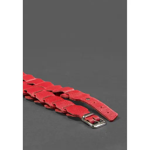 Женский кожаный бохо-ремень BlankNot Saffiano 90 см красный  - фото 4