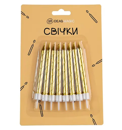 Свеча спираль металлик золотистая 8 шт 7,5 см