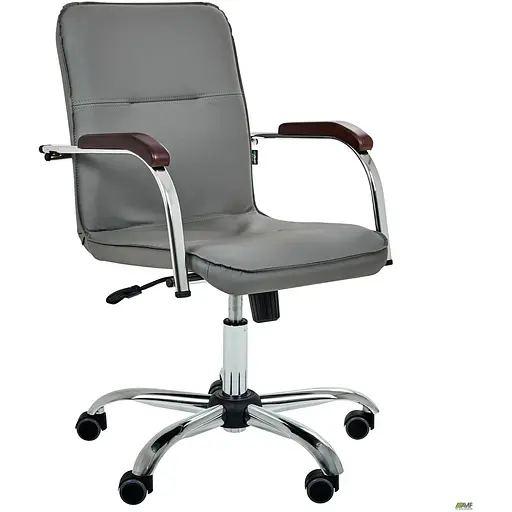 Кресло Самба-RC Хром орех Кожзам серый без канта