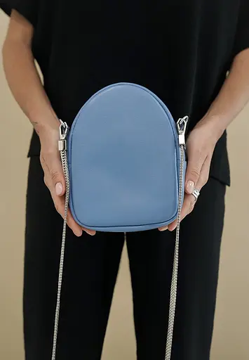 Шкіряна жіноча міні-сумка Kroha блакитний краст - фото 10