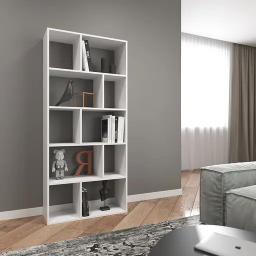 Книжная полка стеллаж Vays D-1 на 10 ячеек ЛДСП 80x30x178 см для дома гостиной офиса