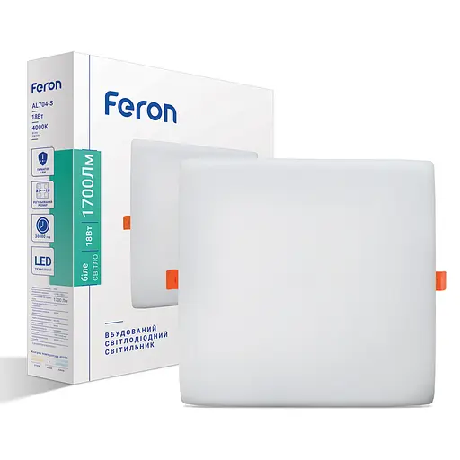 Світлодіодний вбудований світильник Feron AL704-S 18Вт 4000K білий - фото 1