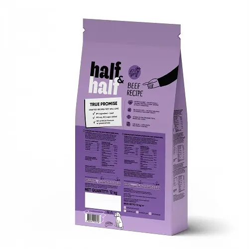 Сухой корм Half & Half для взрослых собак средних пород, с говядиной, 12 кг - фото 2