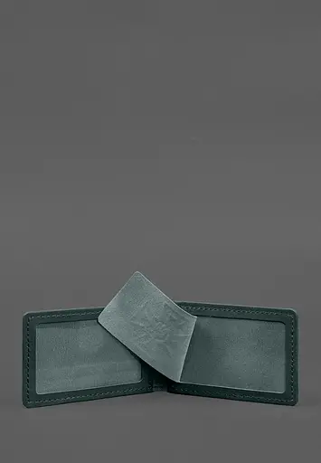 Кожаная обложка на удостоверение ГСЧС с карманом зеленая - фото 4