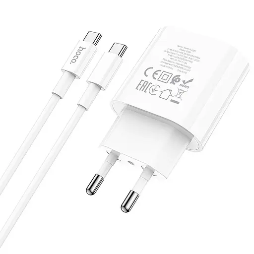 СЗУ Hoco C94A Metro PD20W (1USB-C) + кабель Type-C to Type-C - фото 6