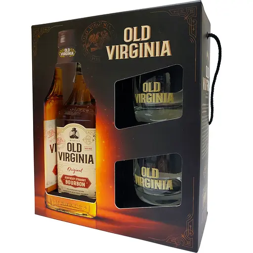 Набор: виски Old Virginia Kentucky Straight Bourbon Whiskey 40% 0.7 л + 2 стакана