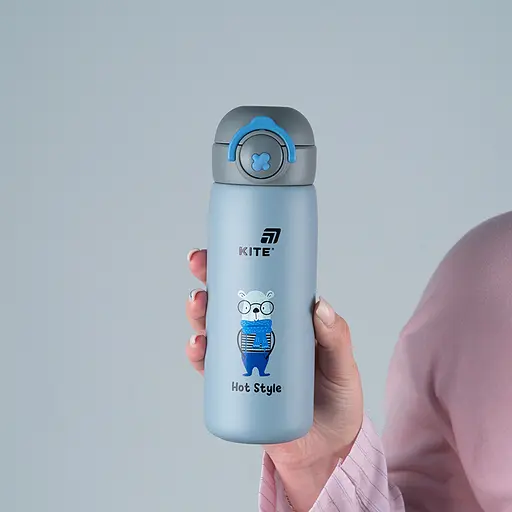 Термос з кнопкою Kite Hot style сірий 430 мл (K25-1221-3) - фото 5