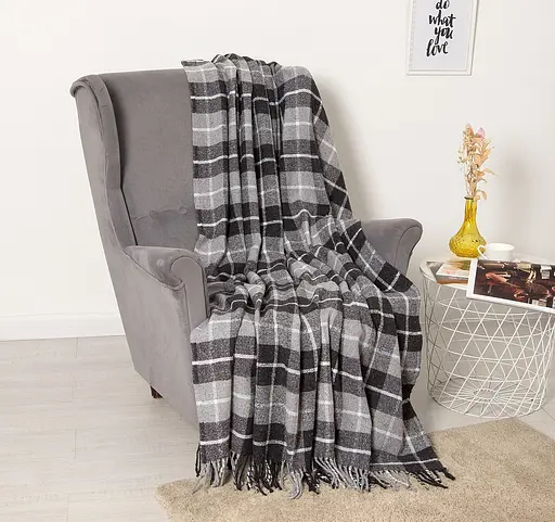 Плед вовняний Vladi Палермо 140x200 біло-сірий темно-сірий 9 - фото 1