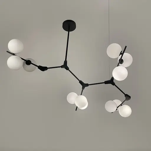 Черная люстра с 12 белыми плафонами 105х70 см Ст. BM 64/12 BK+WT | Line F - фото 5