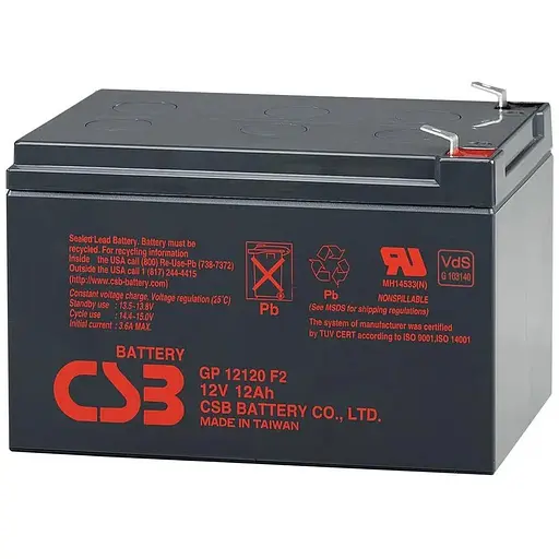 Акумуляторна батарея CSB GP12120F2, 12V 12Ah (151х98х100мм), Box/Q6