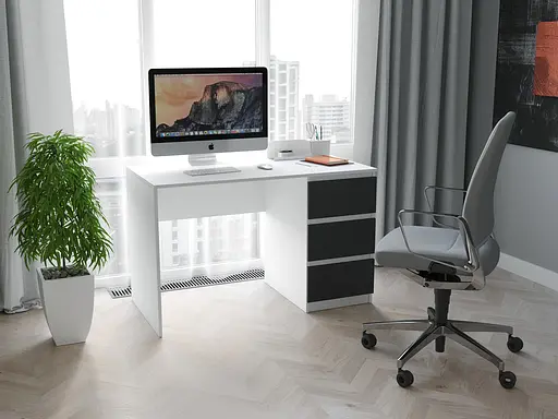 Стіл комп'ютерний Moreli T-224 Ш1200 мм/В755 мм/ Г600 мм Білий-Антрацит