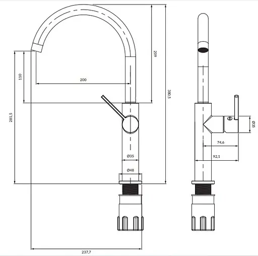 Змішувач для кухні Omnires Tula graphite (TL6050GR) - фото 2