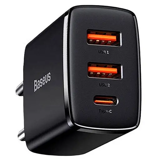 Зарядное устройство адаптер питания на 3 порта Baseus Cube Fast Charger 2U+C 30 W черный - фото 4