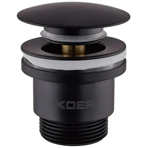 Донний клапан Koer PW-01-05 Click-Clack універсальний KR3403, Чорний матовий - фото 1