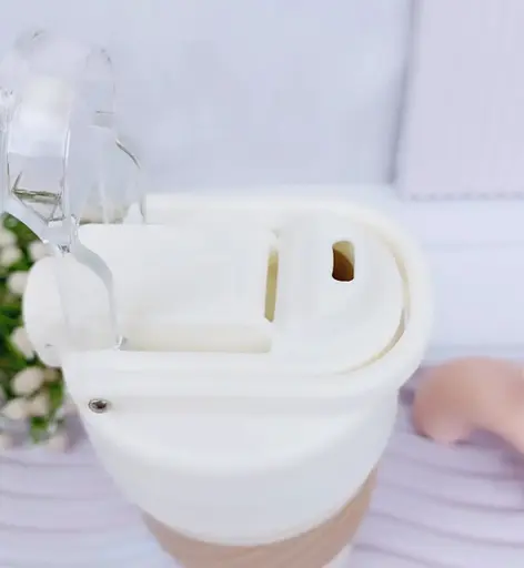 Термос детский  «Cute Bear» поилка с трубочкой нержавеющая сталь 420 мл Бежево-коричневый - фото 3