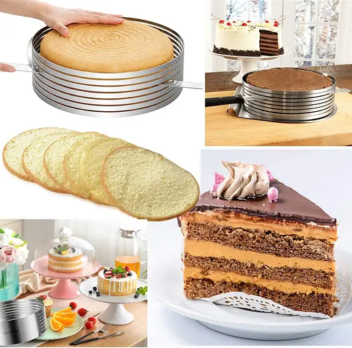 Розсувна форма кільце кондитерське з прорізами слайсер для нарізки коржів бісквіту 24-30 см (H 8 см) Сірий 88205 - фото 4