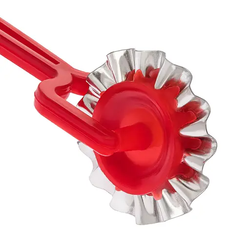 Нож ролик тесторез узкий фигурный зубчатый для теста и вырезания чебуреков Красный 84136 - фото 6