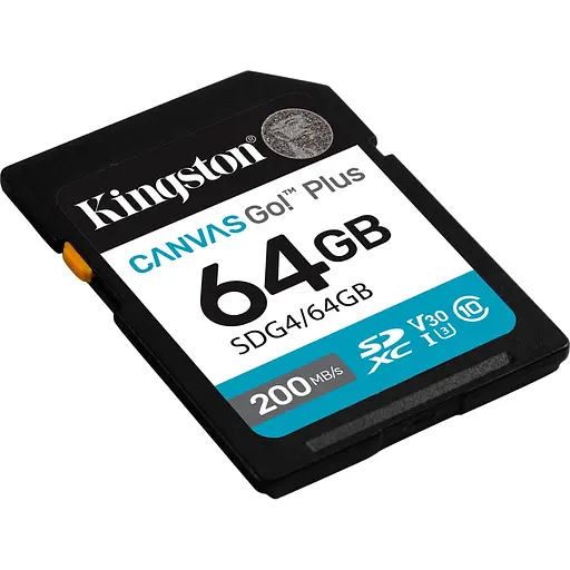 Карта памяти Kingston SDXC Canvas Go! Plus 64GB Class 10 UHS-I U3 V30 (SDG4/64GB) (140291) - фото 2
