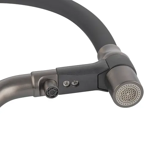 Смеситель для кухни Koer "Водопад" KB-74027-07 с черным силиконовым изливом KR5203 Графит - фото 8