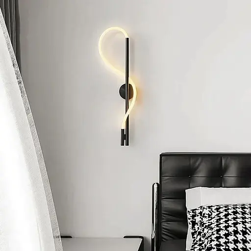 Бра чорне із обплетеним неоном 40 см Арт. W 203/400 BK Line F - фото 1