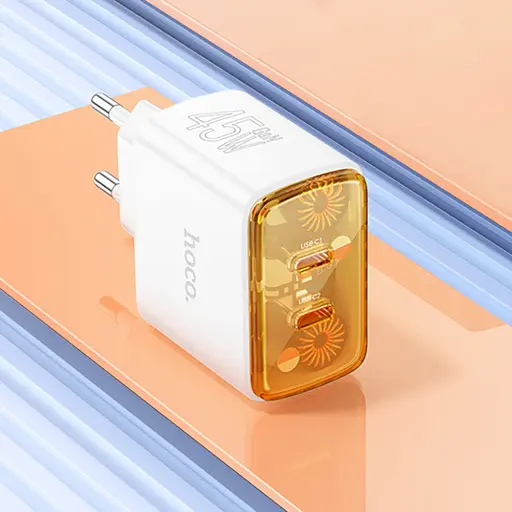 Сетевые зарядные устройства Hoco CS43A 2 Type-C PD 45W белый - фото 2