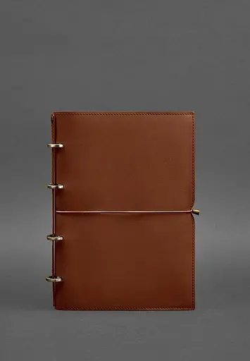 Шкіряний блокнот А4 на кільцях (Софт-бук) 9.0 в м'якій обкладинці світло-коричневий Краст - фото 2