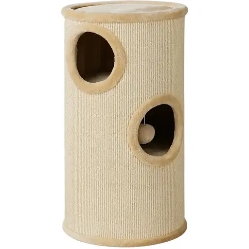 Когтеточка Trixie для кошек Samuel с домиком и игрушкой сизаль/плюш бежевая 36х70 см [CD]