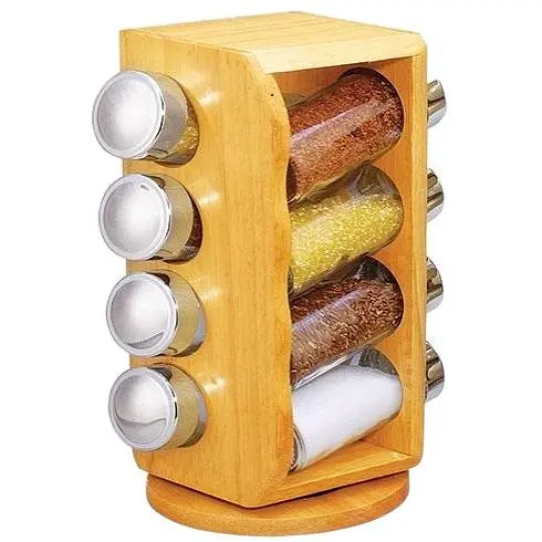 Набір баночок для спецій зі скла, органайзер Stenson спеція Woody MS-0371 8 шт. [MD] - фото 1
