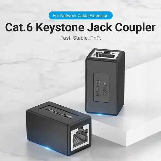 Соединитель витой пары Vention Cat.6 FTP Keystone Jack Coupler белый (IPVW0) - фото 2