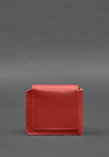 Кожаный портмоне 4.2 на красной кнопке - фото 5