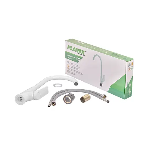 Змішувач для кухні Plamix Lucas-011 SET white з підведенням PM0714 Білий - фото 4