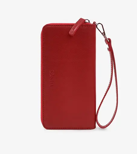 Кожаный портмоне на молнии Monik красный - фото 1