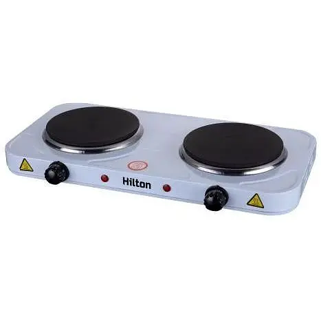 Електроплита Hilton HEC-202, білий, 2000 W, 2 комфорка, поворотні перемикачі - фото 1