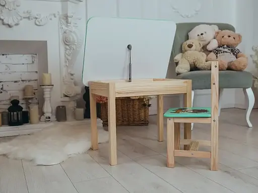 Дитячий письмовий столик та стільчик (з ящиком) для малювання та навчання (Зелений) Левеня - фото 3